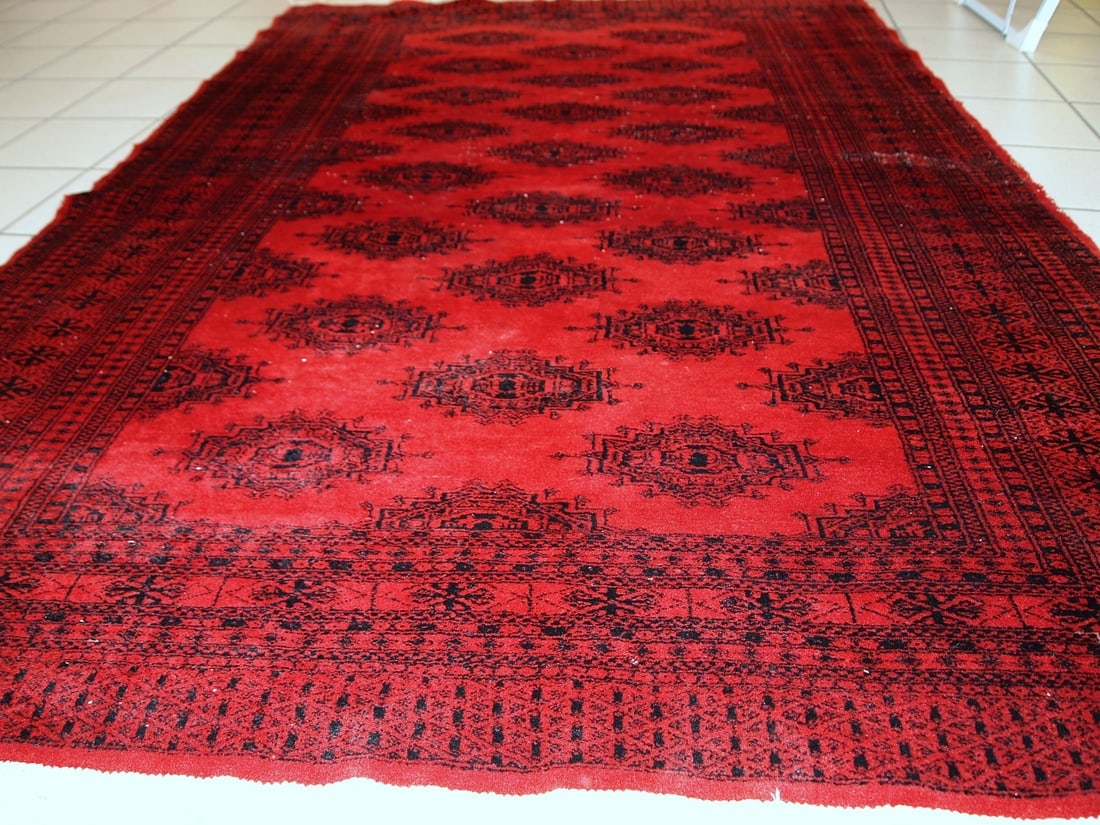 Handmade vintage Afghan Ersari rug 4' x 5.8' (122cm x 179cm) 1970s - 6