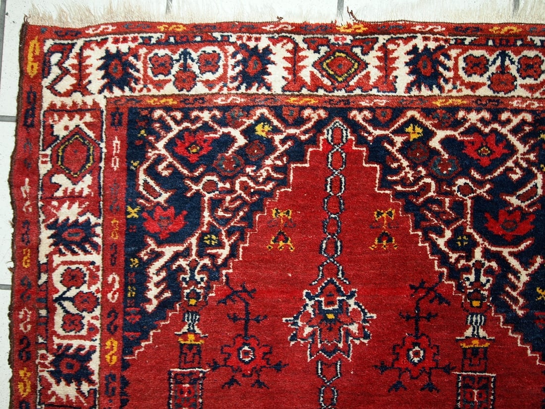 Handmade antique Turkish Anatolian prayer rug 2.6' x 3.7' (79cm x 112cm) 1940s - 14