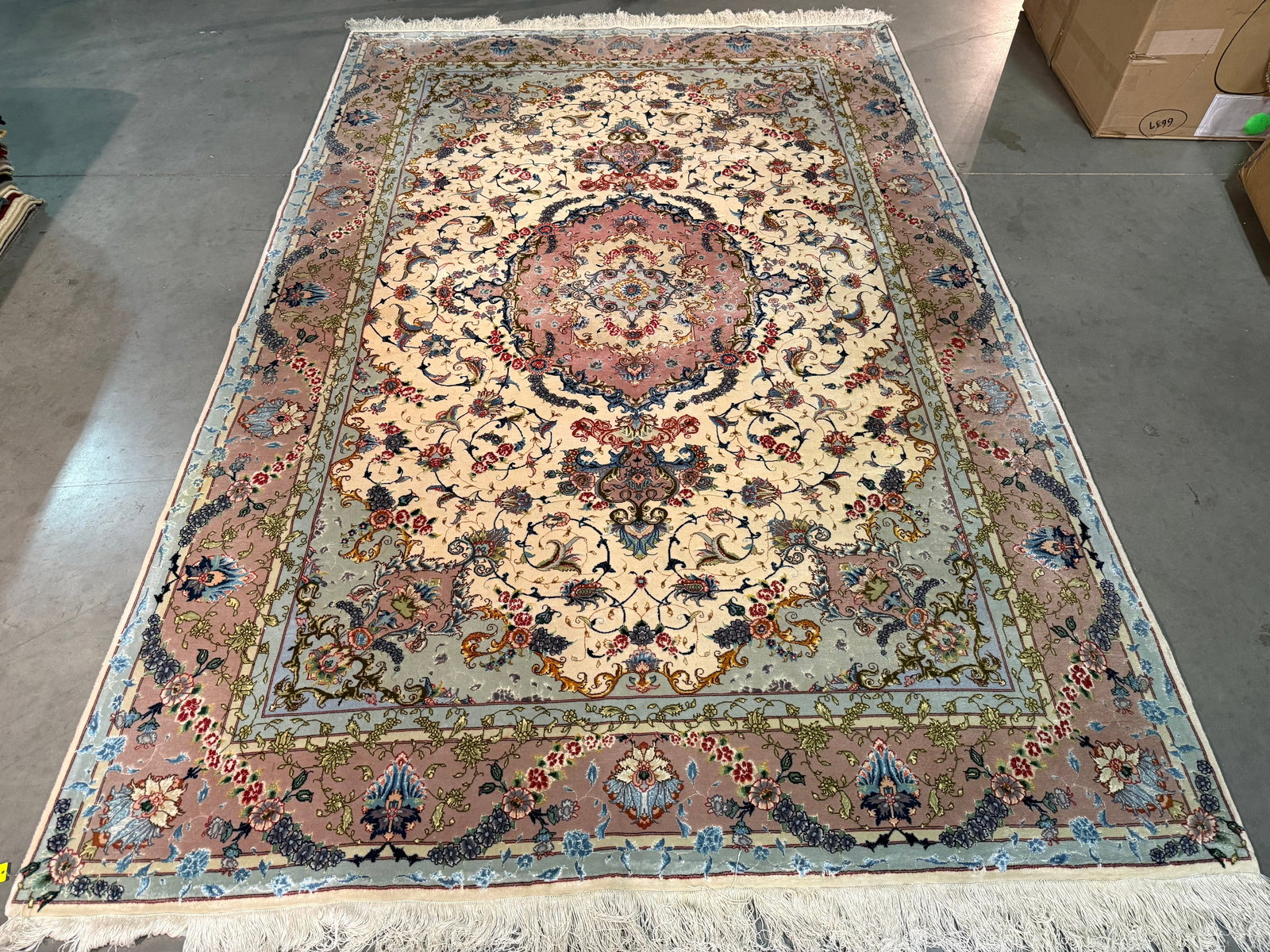 Auth Persian Masterpc Silk & Wool 6.8x10: Title:Auth Persian Masterpc Silk & Wool 6.8x10 Description:6.8x10 Authentic Hand Knotted Persian Tabriz silk and wool pile Masterpiece quality ,Hand Knotted in Iran Reserve: $2,200.00 Shipping: Domes