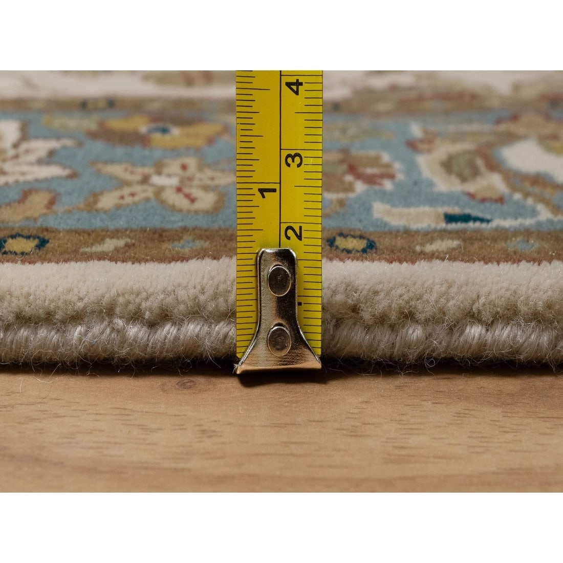 Swan White 300 KPSI New Zealand Wool Kashan Design Hand Knotted Rug - 7