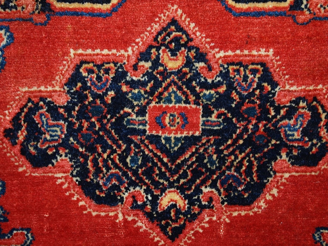 Handmade antique Persian pair of Senneh rugs 1.7' x 2.6' ( 52cm x 80cm ) 1900s - 4