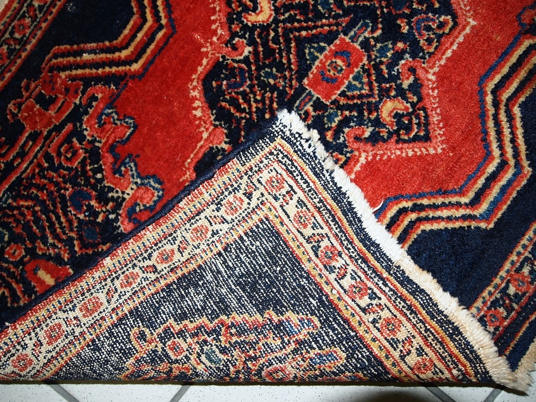 Handmade antique Persian pair of Senneh rugs 1.7' x 2.6' ( 52cm x 80cm ) 1900s - 8