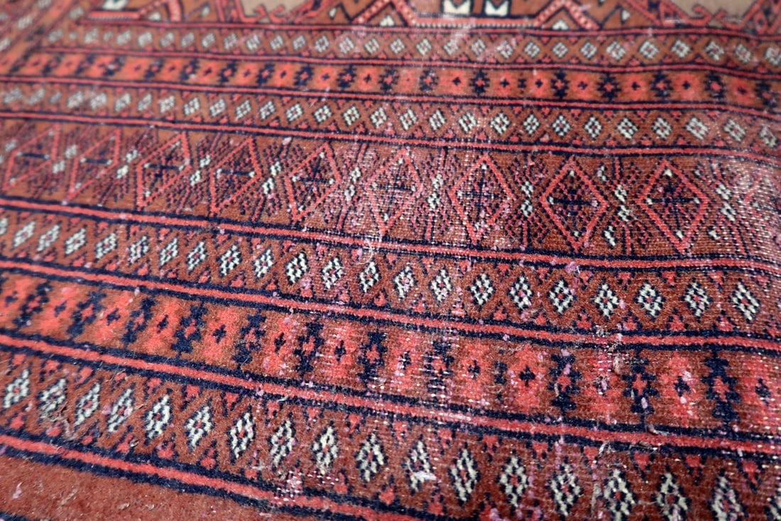 Handmade Vintage Uzbek Bukhara Rug 3.1' x 5.1' (95cm x 157cm), 1950s - 10