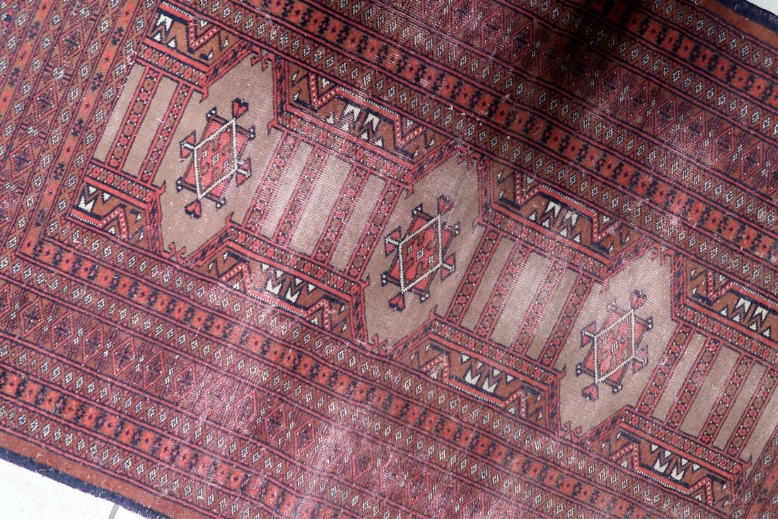 Handmade Vintage Uzbek Bukhara Rug 3.1' x 5.1' (95cm x 157cm), 1950s - 6