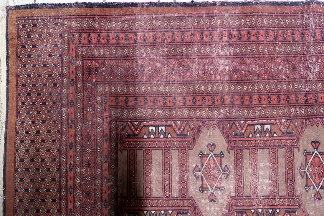 Handmade Vintage Uzbek Bukhara Rug 3.1' x 5.1' (95cm x 157cm), 1950s - 8