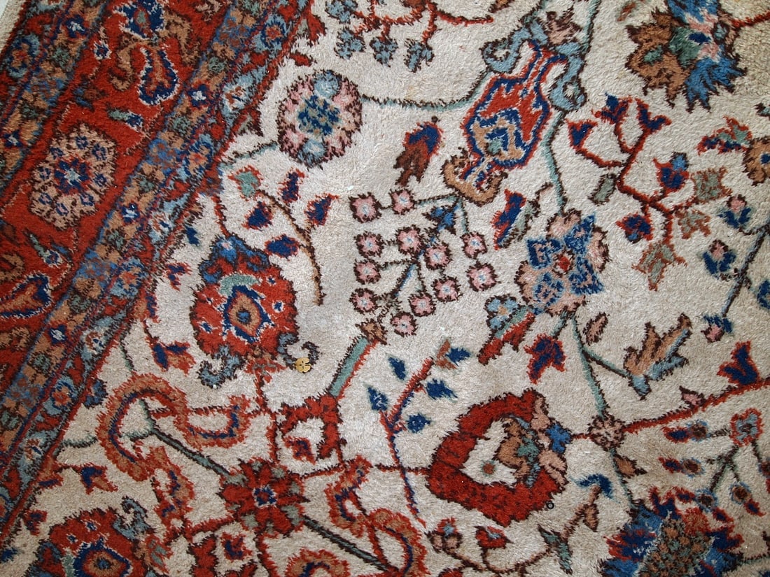 Handmade vintage Persian Mashad rug 6.9' x 10.9' (210cm x 334cm) 1950s - 5
