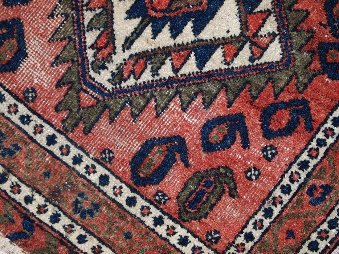 Handmade vintage Persian Kurdish bagface rug 1.8' x 1.9' (55cm x 59cm) 1930s - 3