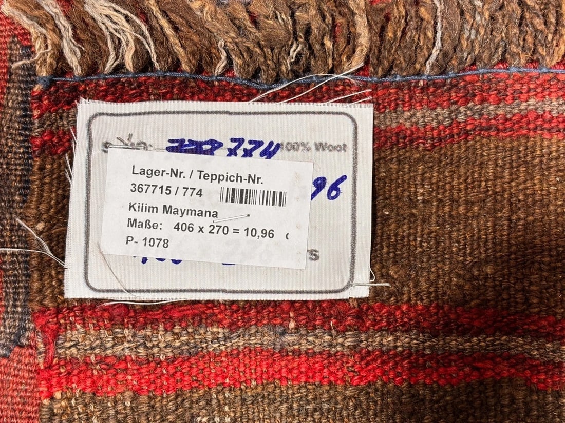 Hand-Knotted Maymana Kilim Tribal Flatweave Wool Oriental Rug 8'11" x 13'4" - 10