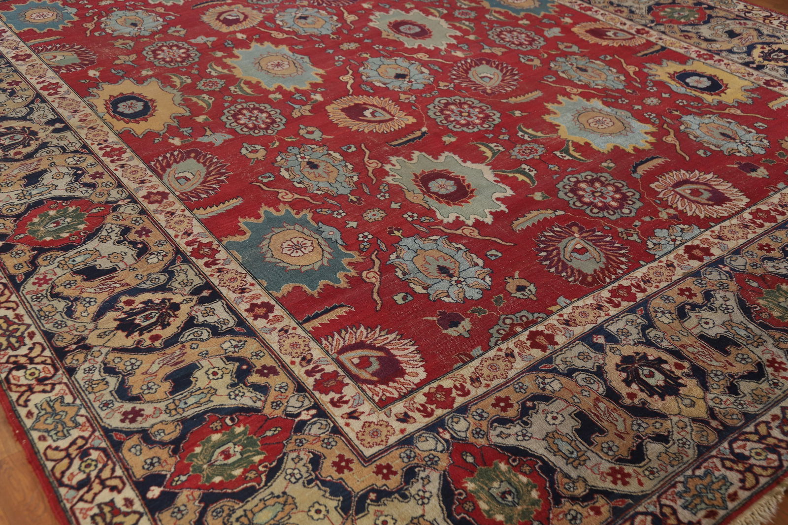 Pre-1900 Vegetable Dye Tabriz Persian Large Rug 10x14 - 7