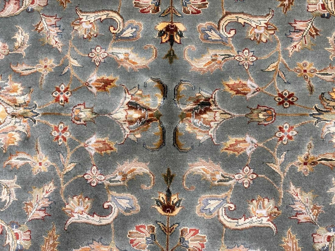 Hand Knotted Indo-Tabriz Gray Wool New Oriental Rug Carpet 6'1" x 8'11" - 7