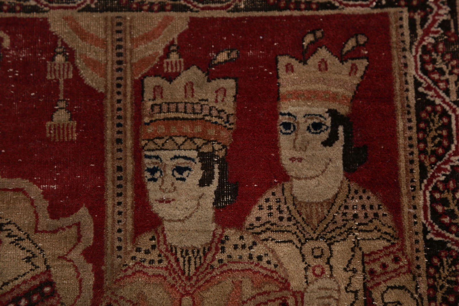 Set of 2 Pre-1900 Vegetable Dye Kerman Ravar Persian Rug 2x3 - 7