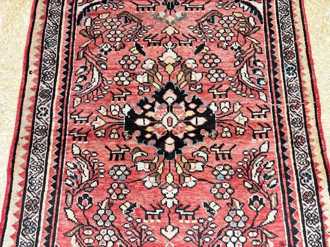 Persian Lilihan Hand-Knotted Wool Rug, Red Tribal, 3'6" x 4'10" - 5