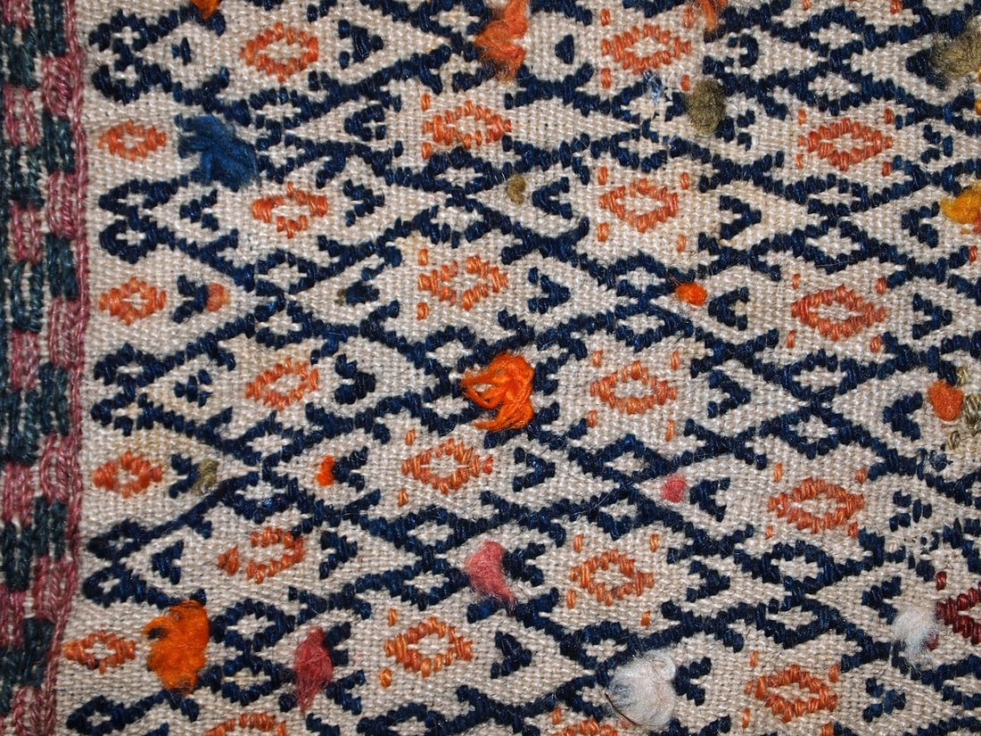 Handmade antique Persian Sumak sadle double bag 1.8' x 3.3' ( 55cm x 100cm) 1940s - 4