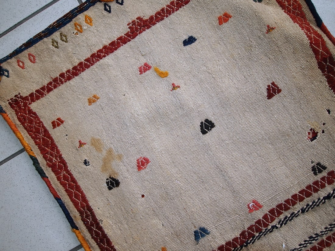 Handmade antique Persian Sumak sadle double bag 1.8' x 3.3' ( 55cm x 100cm) 1940s - 9