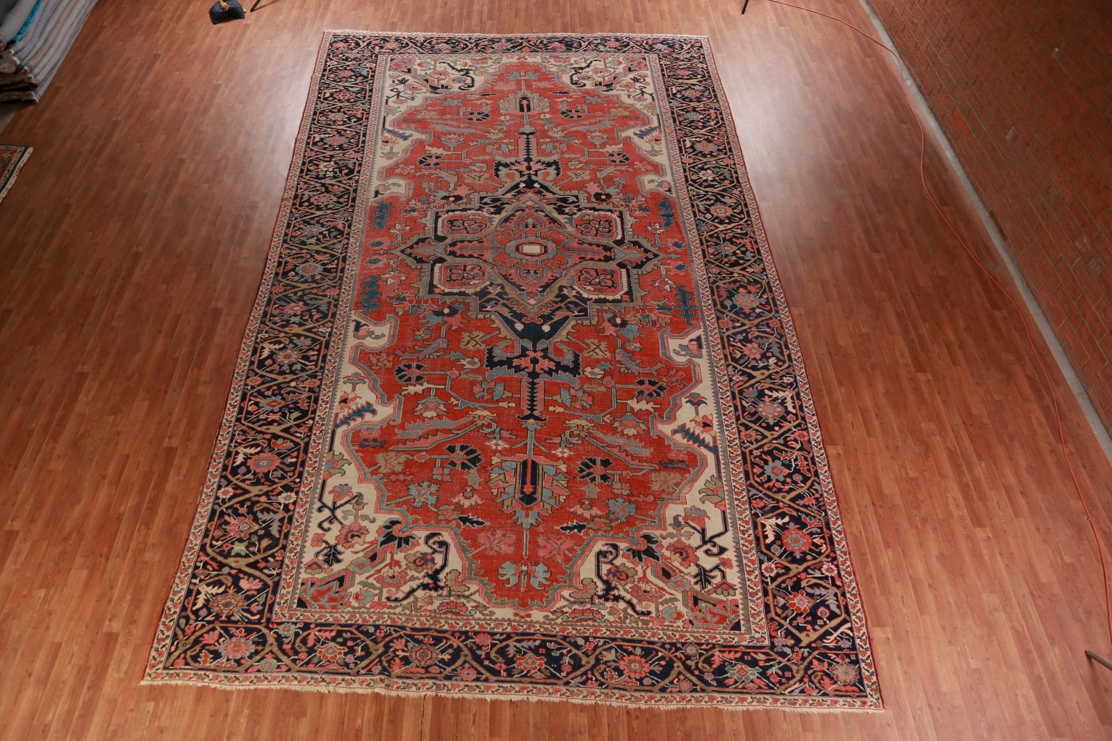 Pre-1900 Vegetable Dye Heriz Serapi Persian Large Rug 11x18 - 3