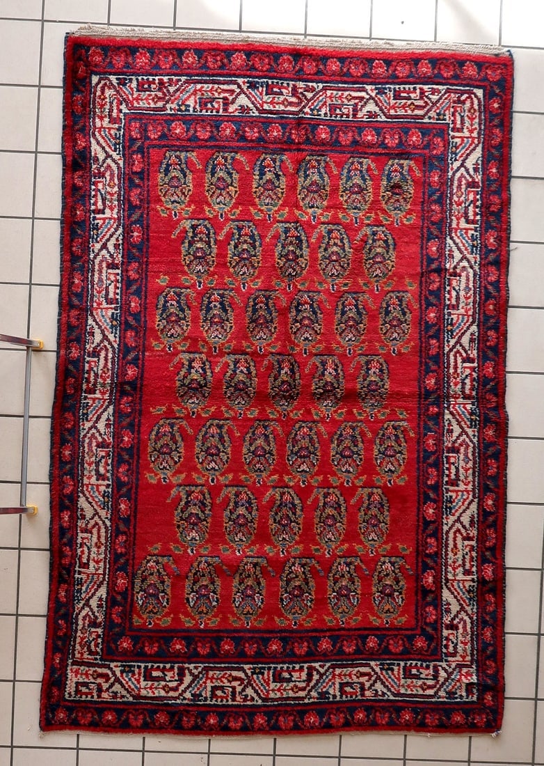 Handmade Vintage Persian Hamadan Rug 4.6' x 6.11 (137cm x 210cm), 1960s - 2