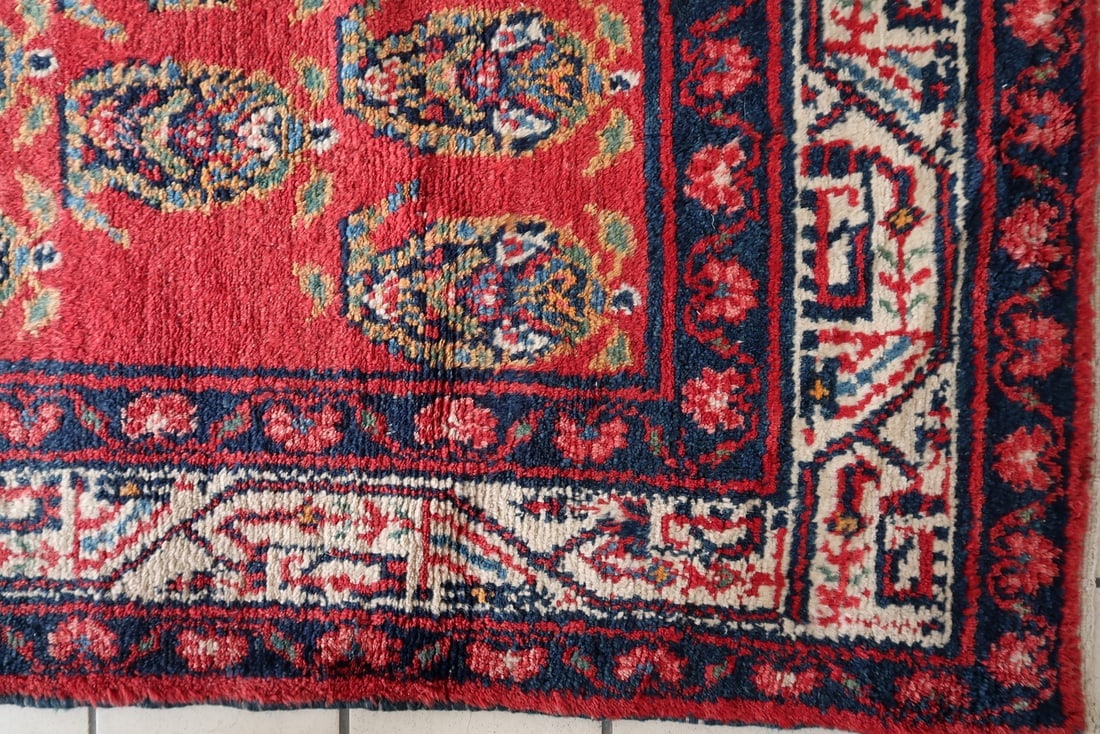 Handmade Vintage Persian Hamadan Rug 4.6' x 6.11 (137cm x 210cm), 1960s - 3