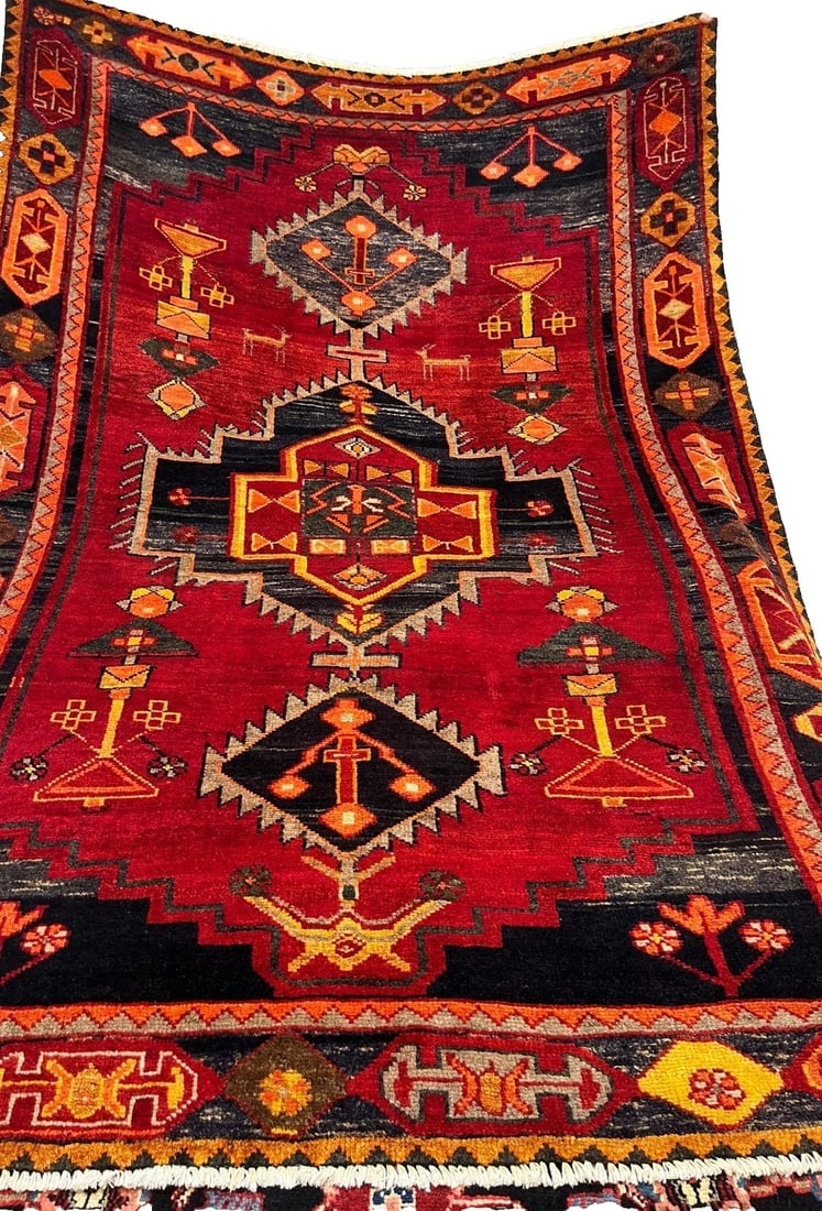 Hand Knotted Persian Luri Tribal Wool Red Oriental Area Rug 5'5" x 7'9" - 7