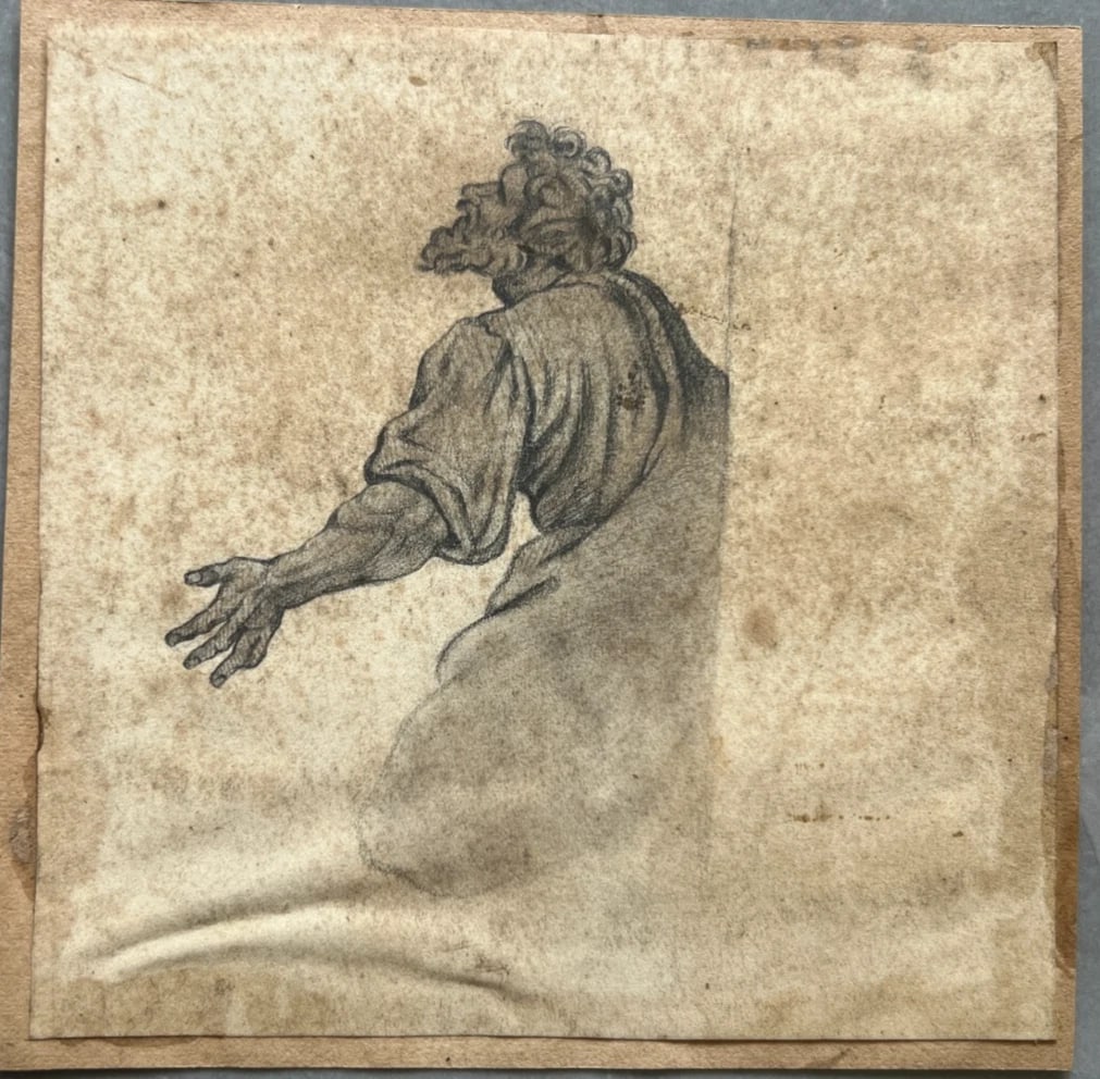 19th century Man, Portrait, Religious Scene - Drawing Antique Original - 7