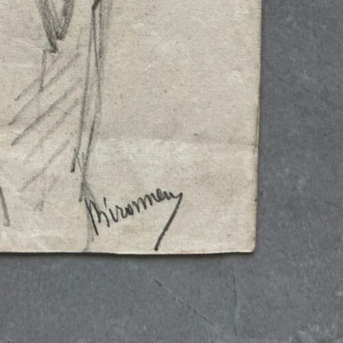 Antique Drawing Original Portrait, Man, Life Scene, Gentlemen signed - 7