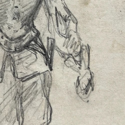 Antique Drawing Original Portrait, Man, Life Scene, Gentlemen signed - 5