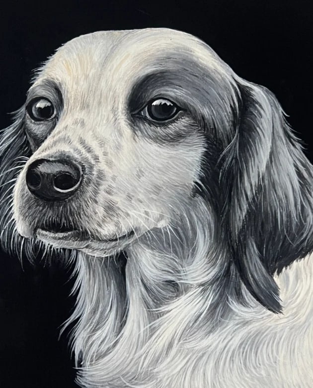 Antique Drawing Original Dog Portrait, Animal Artwork signed - 5