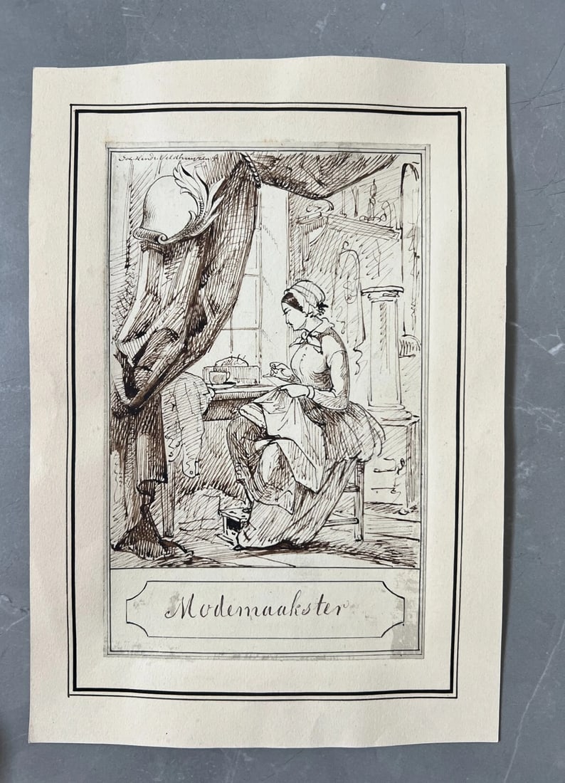 Antique Original Drawing Johannes VELDHUYZEN (1831-1910) Woman Portrait - 2