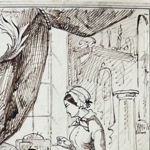 Antique Original Drawing Johannes VELDHUYZEN (1831-1910) Woman Portrait - 3