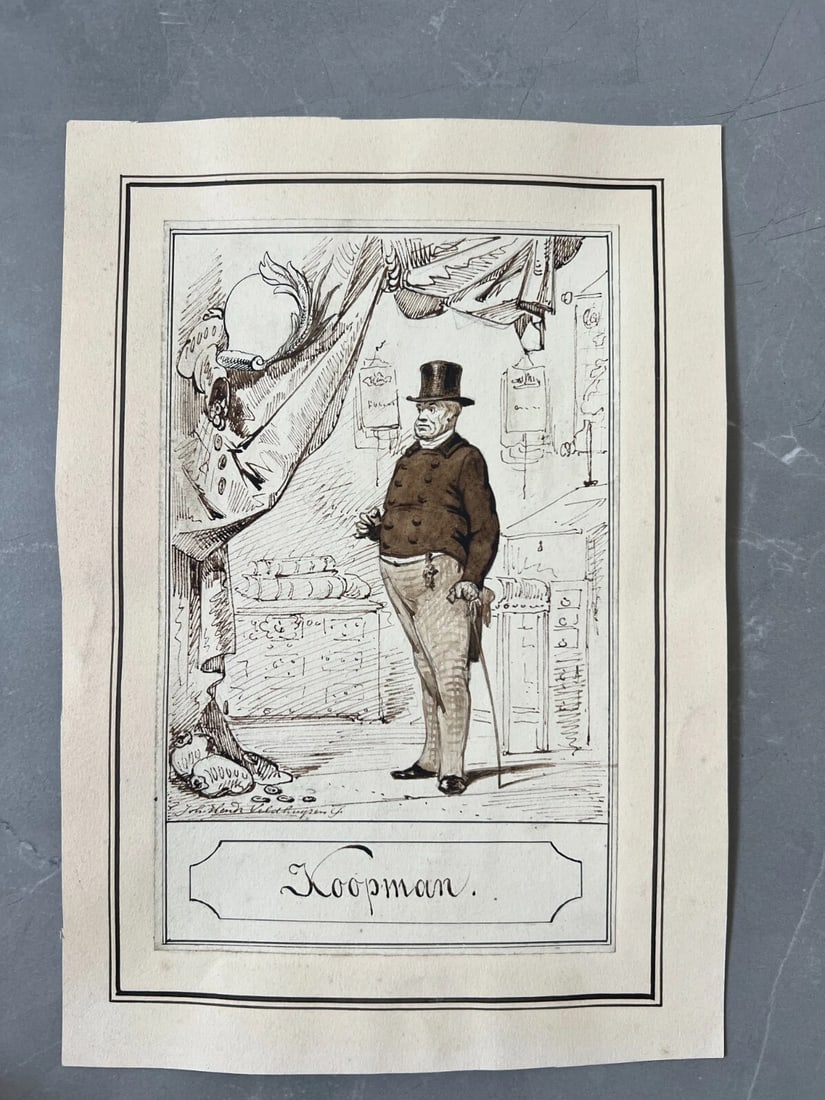 Antique Original Drawing Johannes VELDHUYZEN (1831-1910) Man Portrait - 7