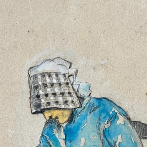 Original Antique Drawing Woman Portrait, Working Life 1888 signed 19th century - 3