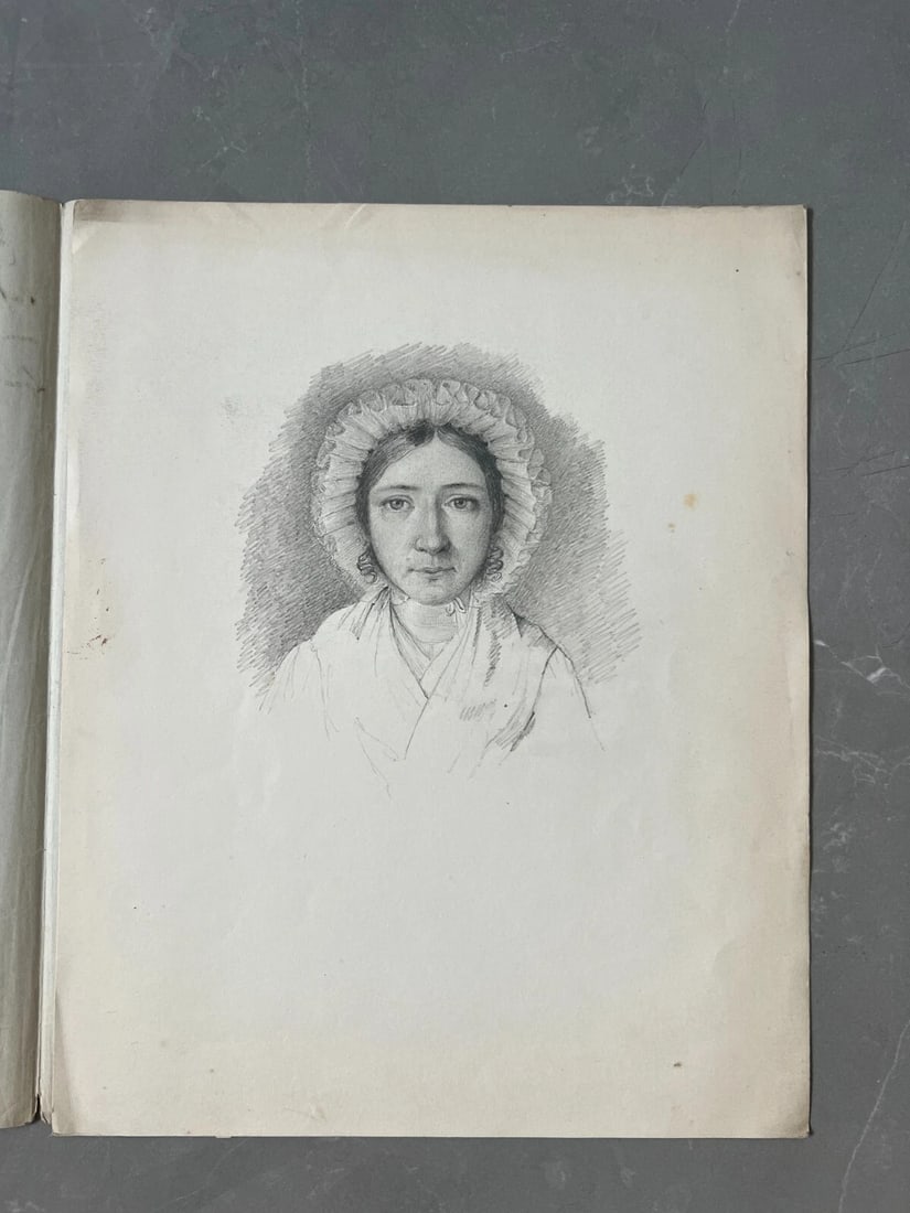 Original Antique Drawing Woman Portrait, Epilepsy 1839 19th century - 5