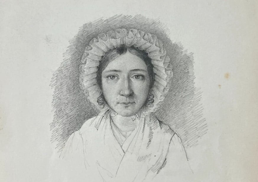 Original Antique Drawing Woman Portrait, Epilepsy 1839 19th century - 7