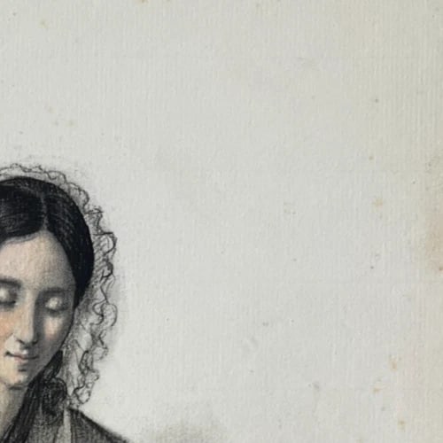 Antique Drawing Original Woman Portrait, Doctor, Epilepsy 19th century 1840 - 3