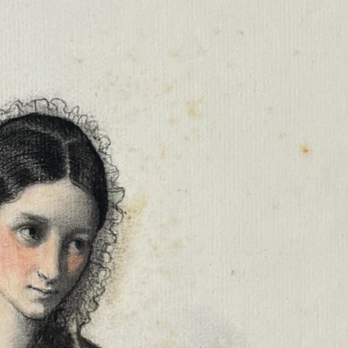 Antique Drawing Original Woman Portrait, Doctor, Epilepsy 19th century 1842 - 4