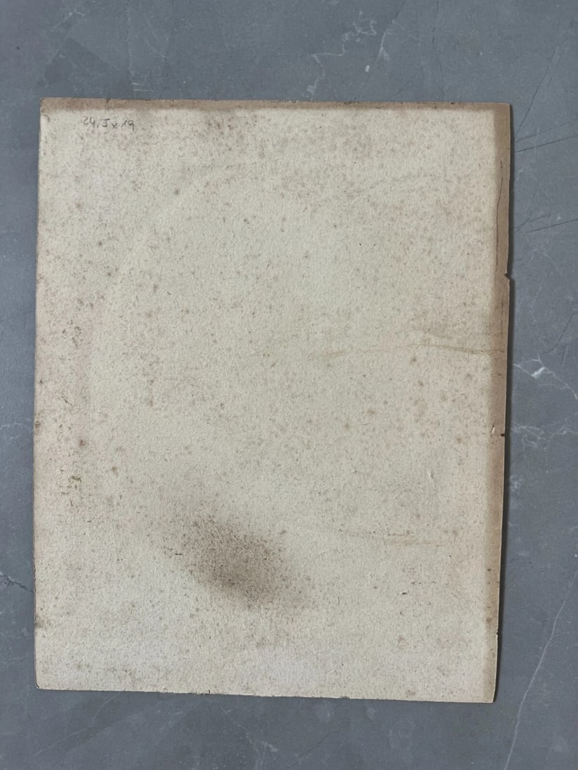 Antique Original Drawing Woman Portrait, Hat 19th century - 8