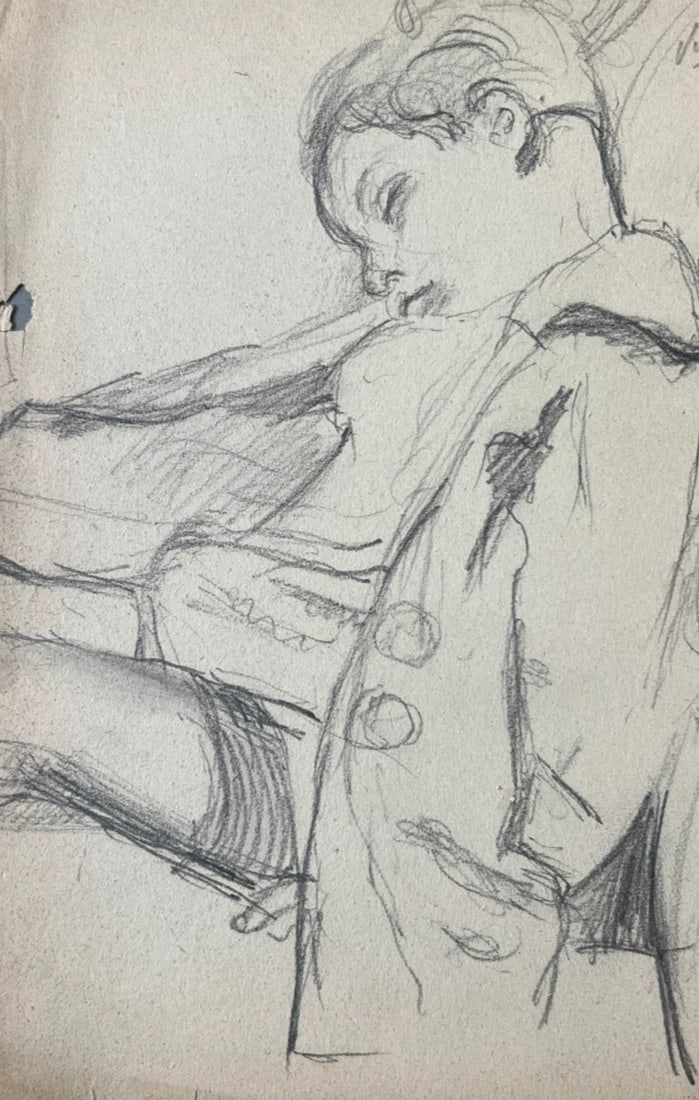 Antique Original Drawing Boy Portrait Child Sleeping 19th century: Title: Antique Original Drawing Boy Portrait Child Sleeping 19th century Description: Pencil on paper 26.5 x 20.5 cm / 10.43 x 8.07 inches stains, hole, folds Reserve: $100.00 Shipping: Domestic: F