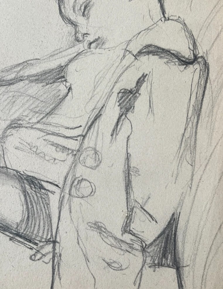 Antique Original Drawing Boy Portrait Child Sleeping 19th century - 5