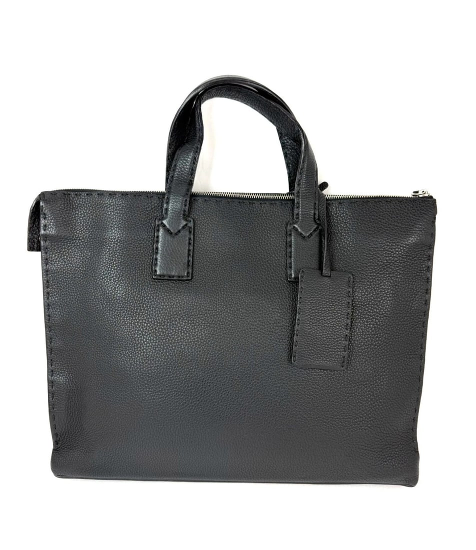 Fendi Cuoio Romano Selleria Black Leather Briefcase Attache Bag - 2