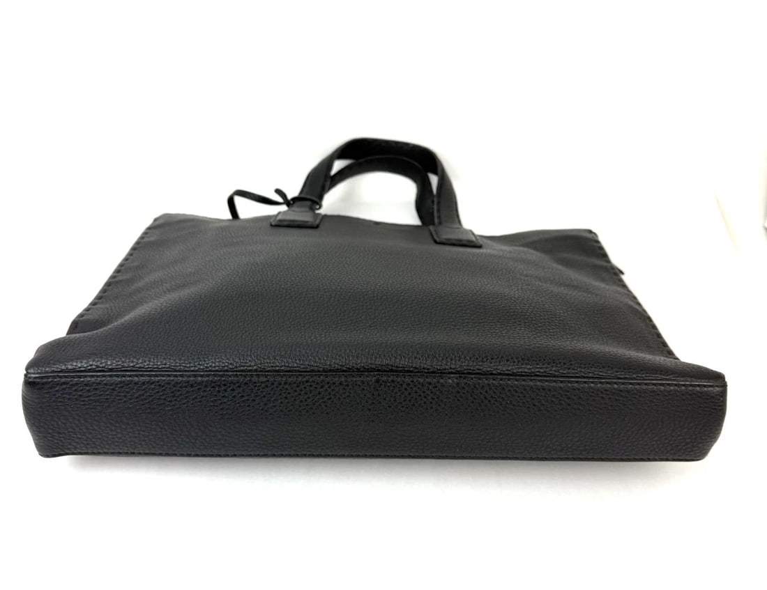 Fendi Cuoio Romano Selleria Black Leather Briefcase Attache Bag - 3