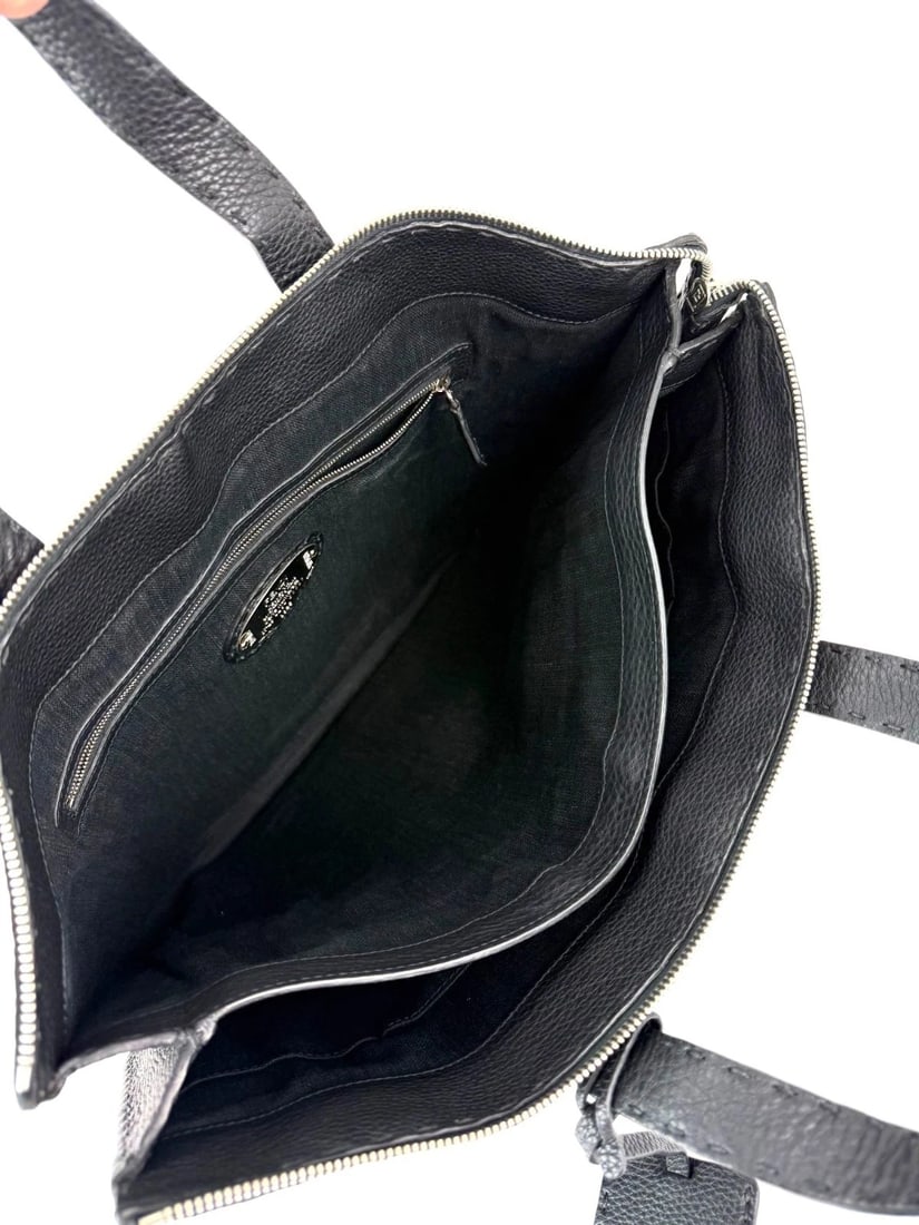 Fendi Cuoio Romano Selleria Black Leather Briefcase Attache Bag - 7
