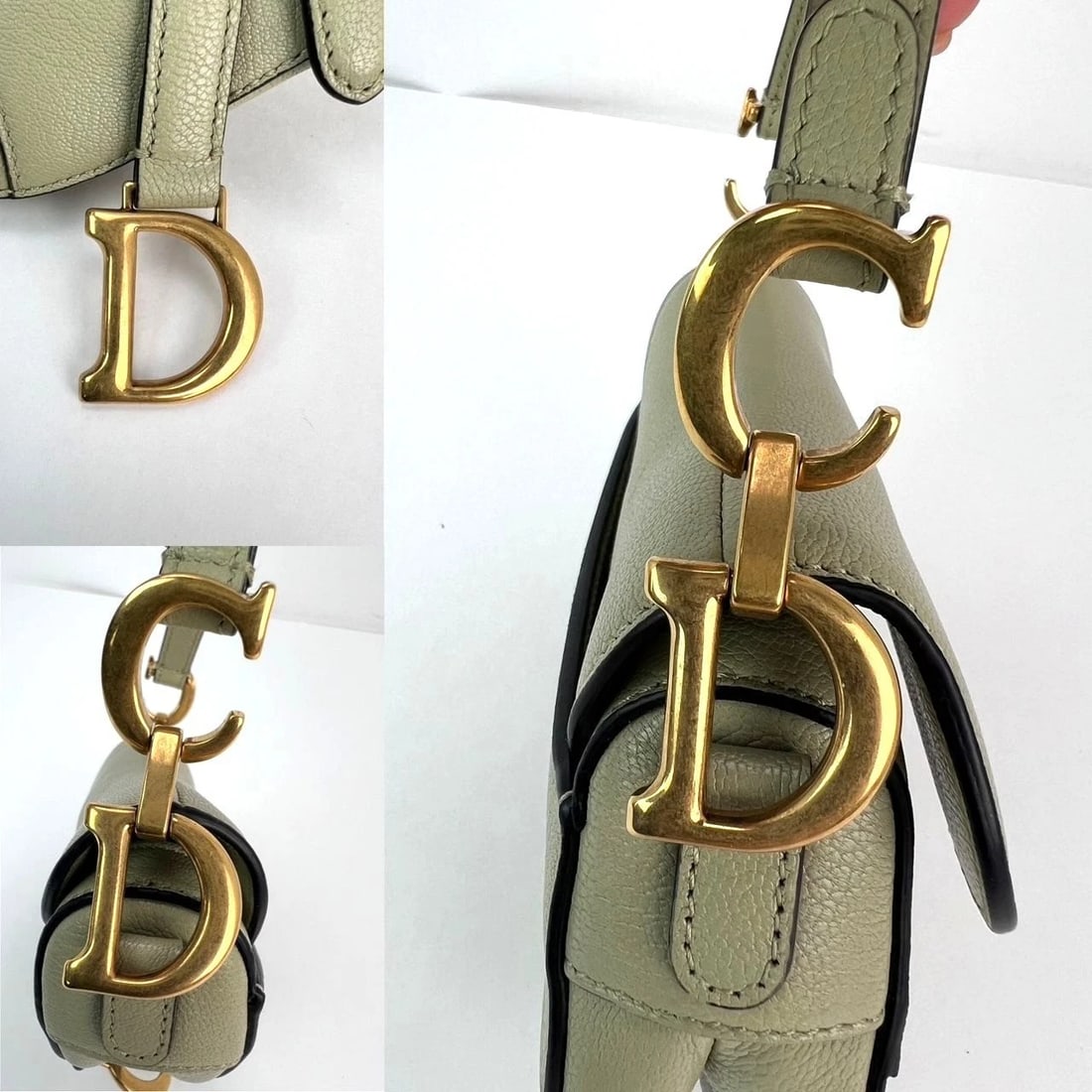 Christian Dior Goatskin Light Green Micro Saddle Bag with Strap - 12