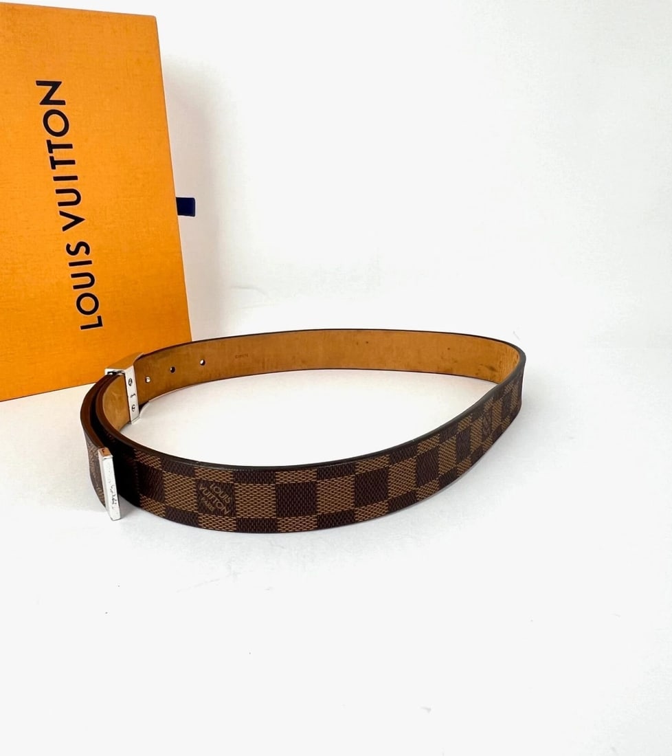 Louis Vuitton LV Inventeur Brown Damier Ebene Men's Belt 75/30 - 10