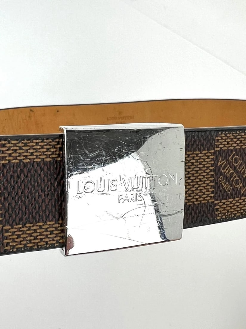 Louis Vuitton LV Inventeur Brown Damier Ebene Men's Belt 75/30 - 3