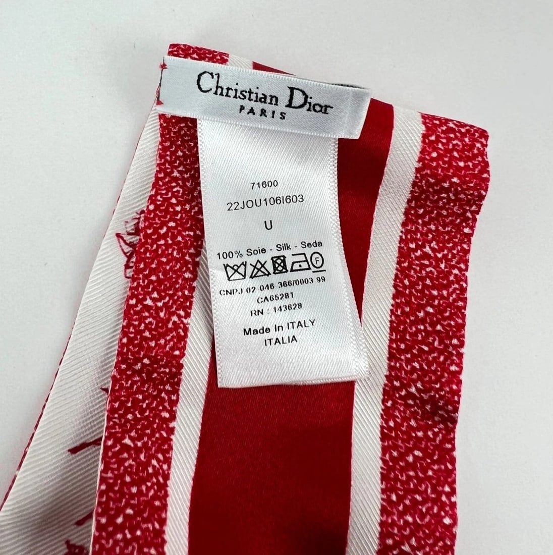 Christian Dior Toile De Jouy Sauvage Mitzah Red White Silk Scarf - 6