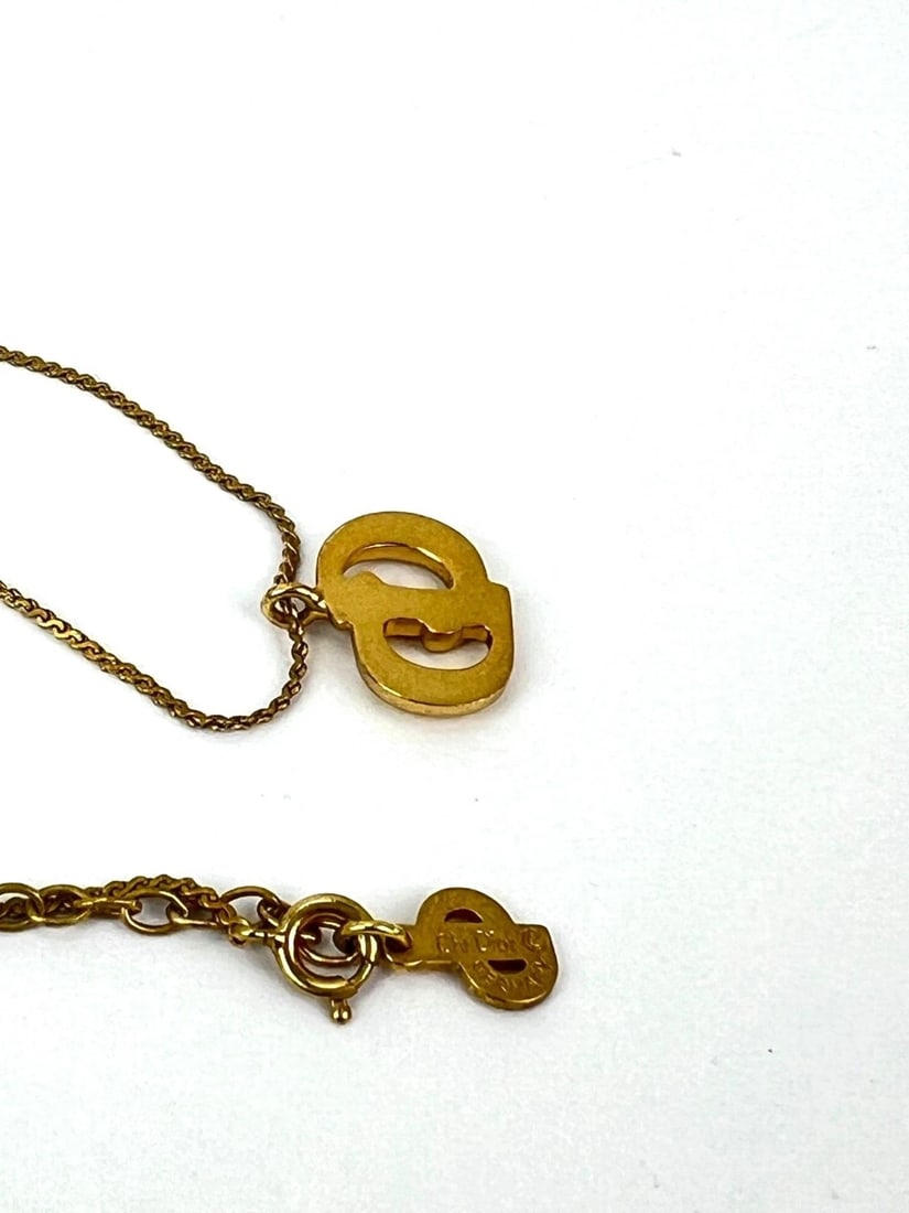 Christian Dior Gold Plated CD Pendent Necklace - 10