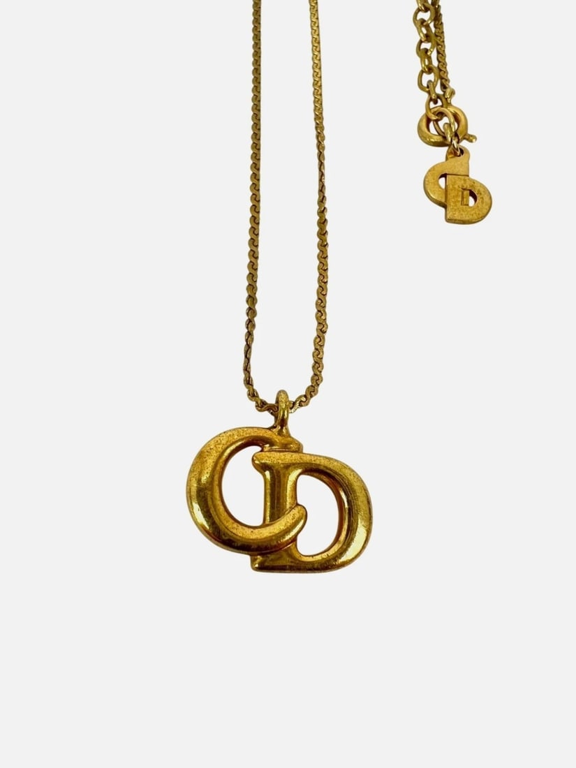 Christian Dior Gold Plated CD Pendent Necklace - 2