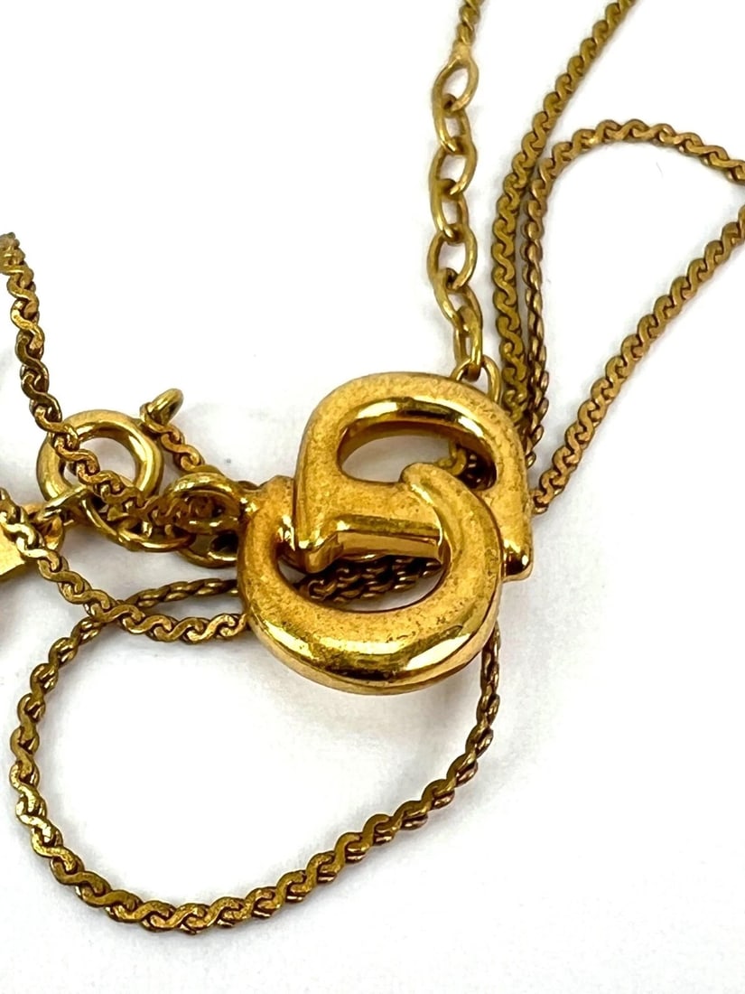 Christian Dior Gold Plated CD Pendent Necklace - 6