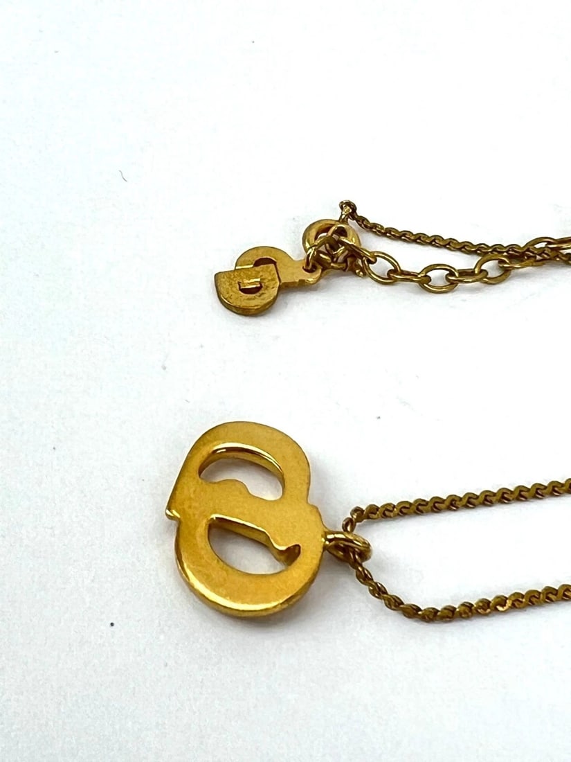 Christian Dior Gold Plated CD Pendent Necklace - 8