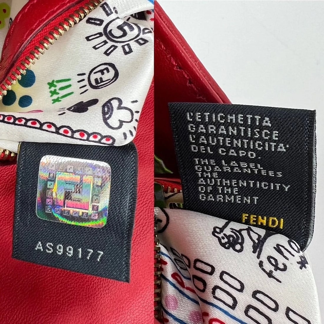 Fendi Red Leather Baugettte Shoulder Clutch Bag - 5