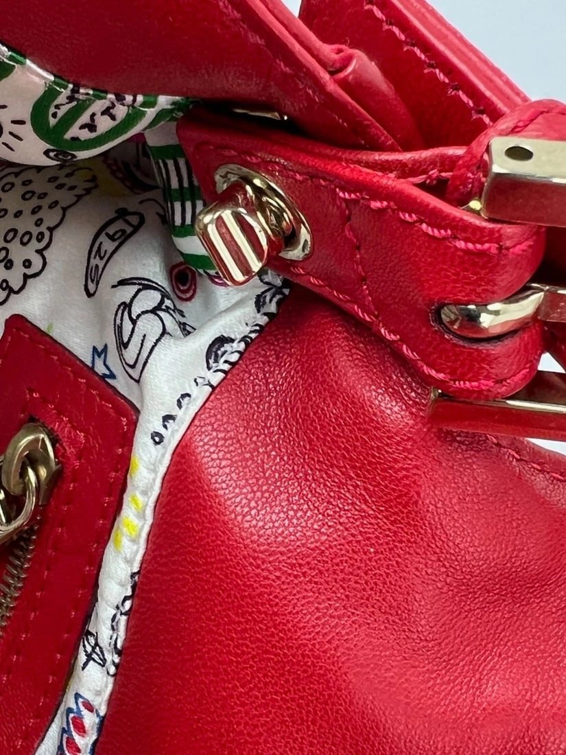 Fendi Red Leather Baugettte Shoulder Clutch Bag - 6